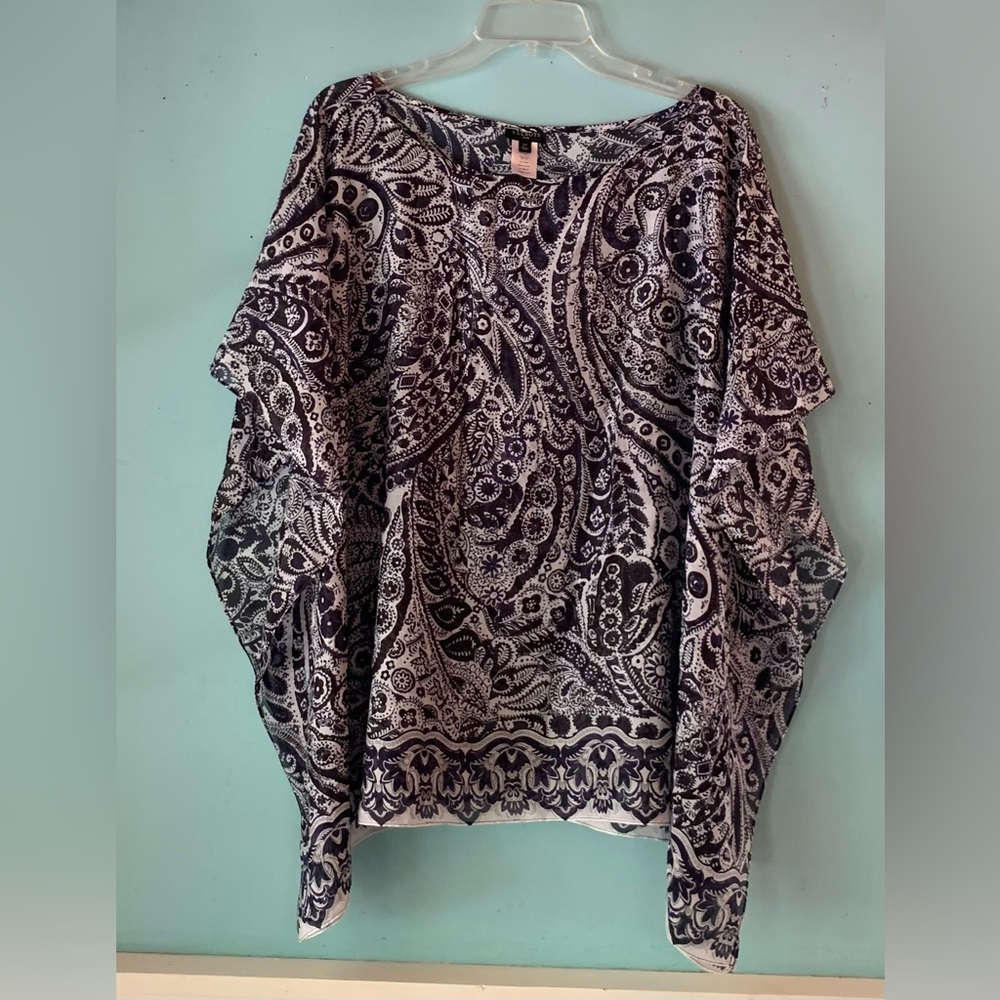 Talbots Plus paisley butterfly sleeve top size 2X